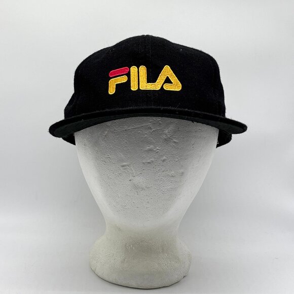 Vintage Fila Snapback Wool Hat Black Embriodered Retro Adjustable - Picture 1 of 8